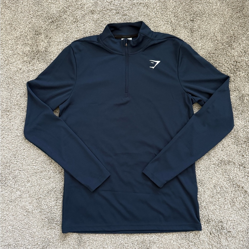NWOT Gymshark Navy Arrival 1/4 Zip Pullover Workout Gym Jacket, Small